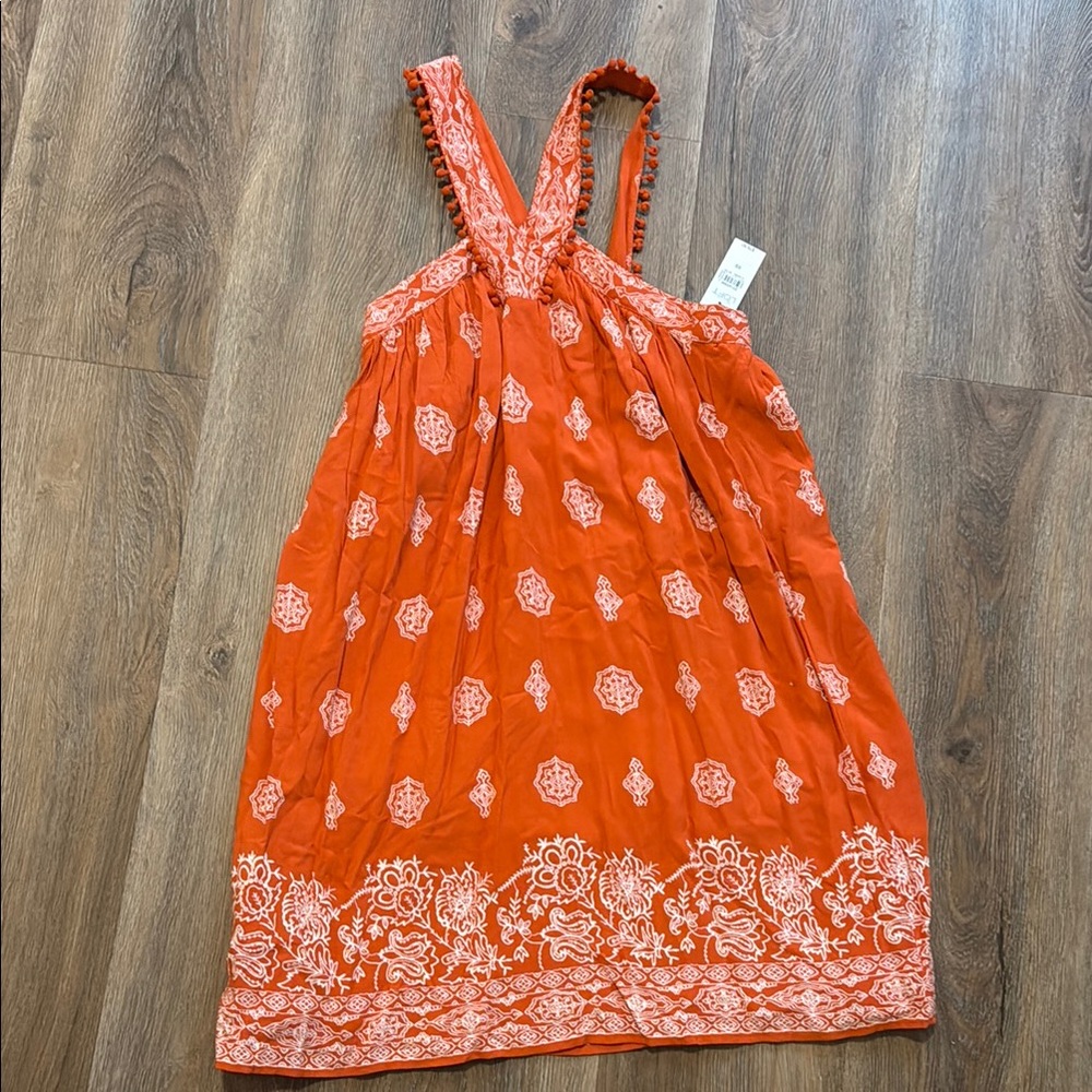 LOFT Orange Halter Mini Sundress Resort Wear